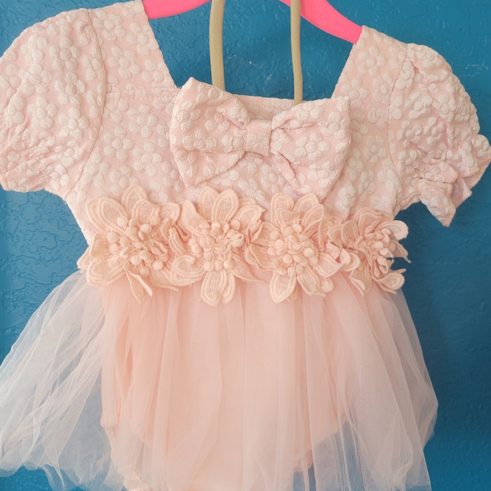 NWOT Pink Floral Baby Dress with Bow